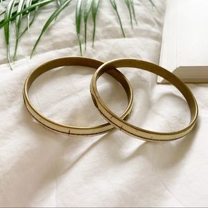 Gold-Tone Bracelet Set with Cream Inlay